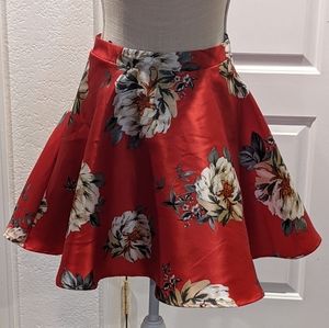 City Studio Women's Party/vCocktail Red Floral Skirt with Petticoat Size 9